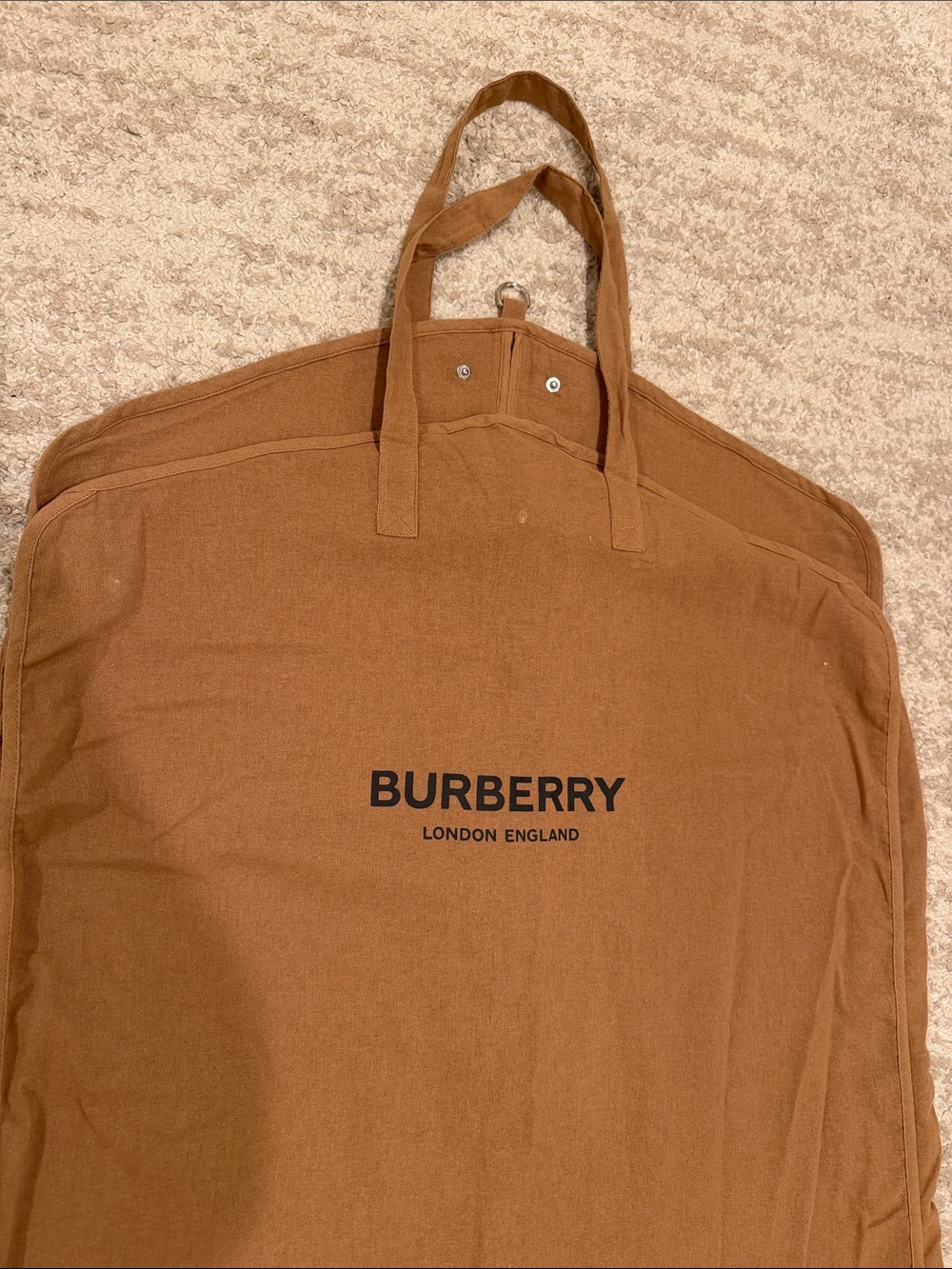 Burberry Brown Canvas Garment Bag with Top Handles